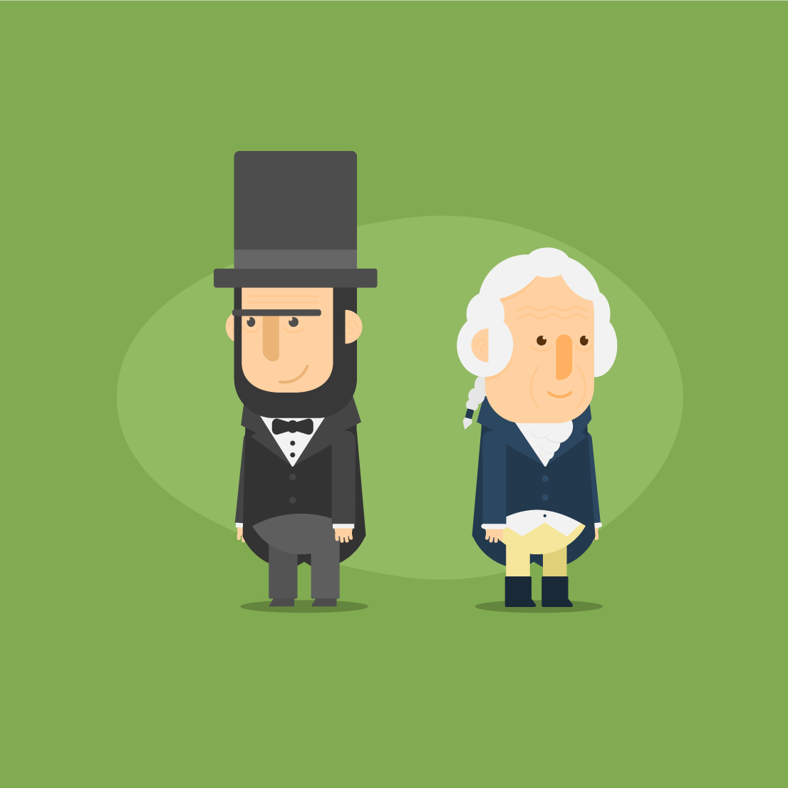 Ilustracion de presidentes Abraham Lincoln y George Washington