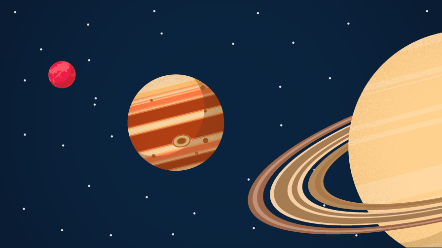 Planetas ilustrados a color